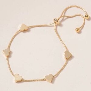 NEW Faire Heart Brass Charm Pull Tie Bracelet